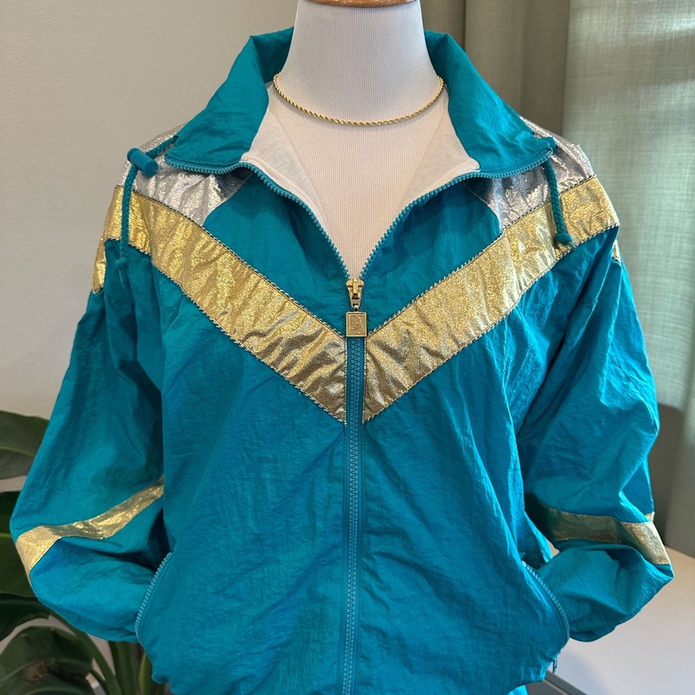 VINTAGE Teal and Gold Tracksuit “Petite Sophisticate”